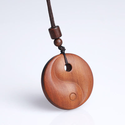  Buddha Stones Lightning Struck Jujube Wood Yin Yang Luck Protection Necklace Pendant 9