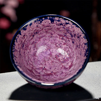 Buddha Stones Colorful Iris Flowers Chinese Jianzhan Kiln Change Porcelain Teacup Tenmoku Kung Fu Tea Cup Jian Zhan Tea Cup BS 10