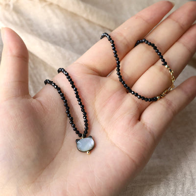 Buddha Stones Black Spinel Cute Cat Motivate Choker Necklace Bracelet Necklaces & Pendants BS 12