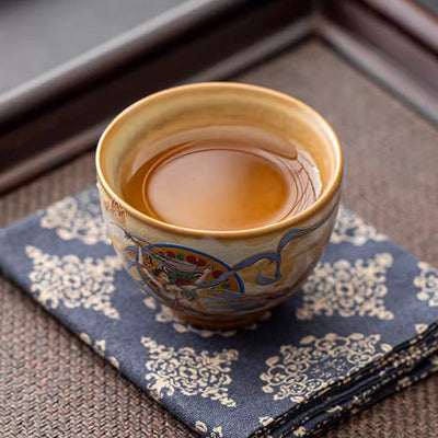 Buddha Stones Dunhuang Flying Apsaras Ceramic Gaiwan Sancai Teacup Kung Fu Tea Cup With Lid Cup BS 17