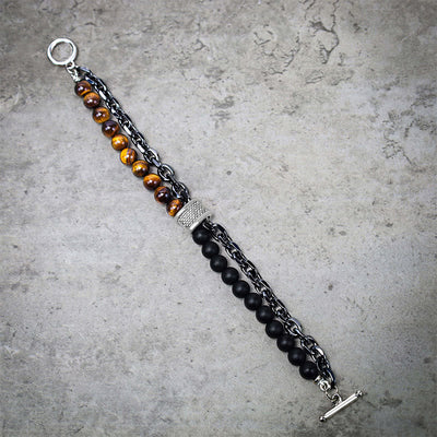 Buddha Stones Natural Tiger Eye Lazurite Lapis Lazuli Protection Bracelet - image 2