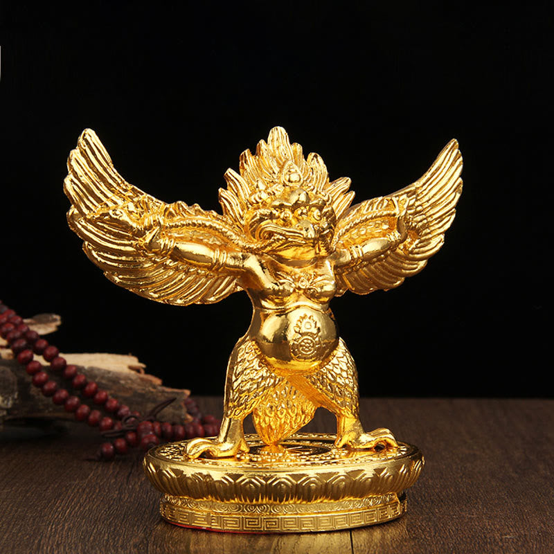 Buddha Stones Tibetan Gold Garuda Bird Alloy Protection Home Decoration Decorations BS Gold Garuda Bird(Wisdom♥Protection)
