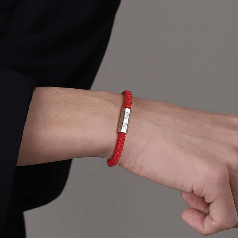 Foviel 925 Sterling Silber Buchstabe Gravieren Segnung String Armband