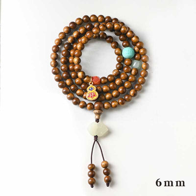 Buddha Stones Tibetan Rosewood Protection Calm Bracelet Mala Mala Bracelet BS 6mm*108 Rosewood