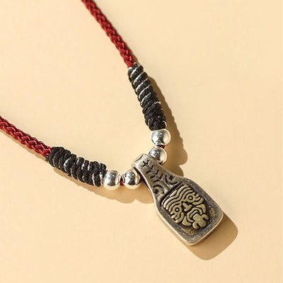 Buddha Stones Tibetan 925 Sterling Silver Zakiram Goddess of Wealth Protection Rope Necklace Pendant Necklaces & Pendants BS 3