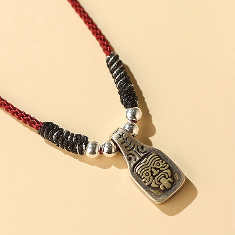 Buddha Stones Tibetan 925 Sterling Silver Zakiram Goddess of Wealth Protection Rope Necklace Pendant Necklaces & Pendants BS 3