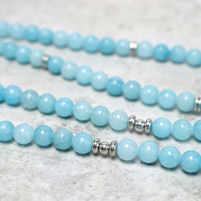 Buddha Stones Natural Amazonite Stone Healing Lotus Mala Bracelet Mala Bracelet BS 4