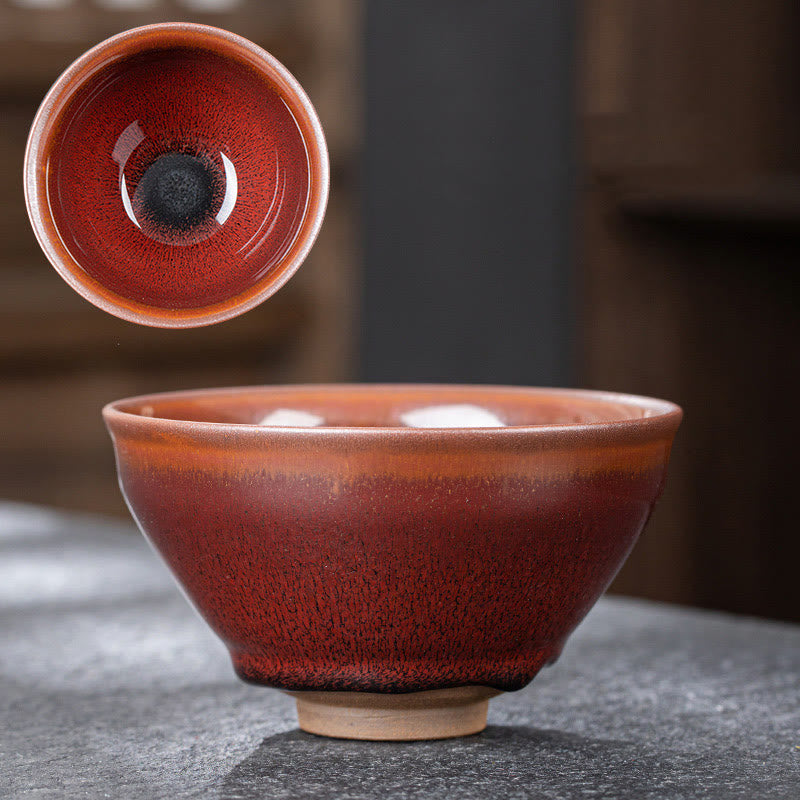 Buddha Stones Vintage Red Brown Chinese Jianzhan Porcelain Teacup Kung Fu Tea Cup Jian Zhan Tea Cup BS 1