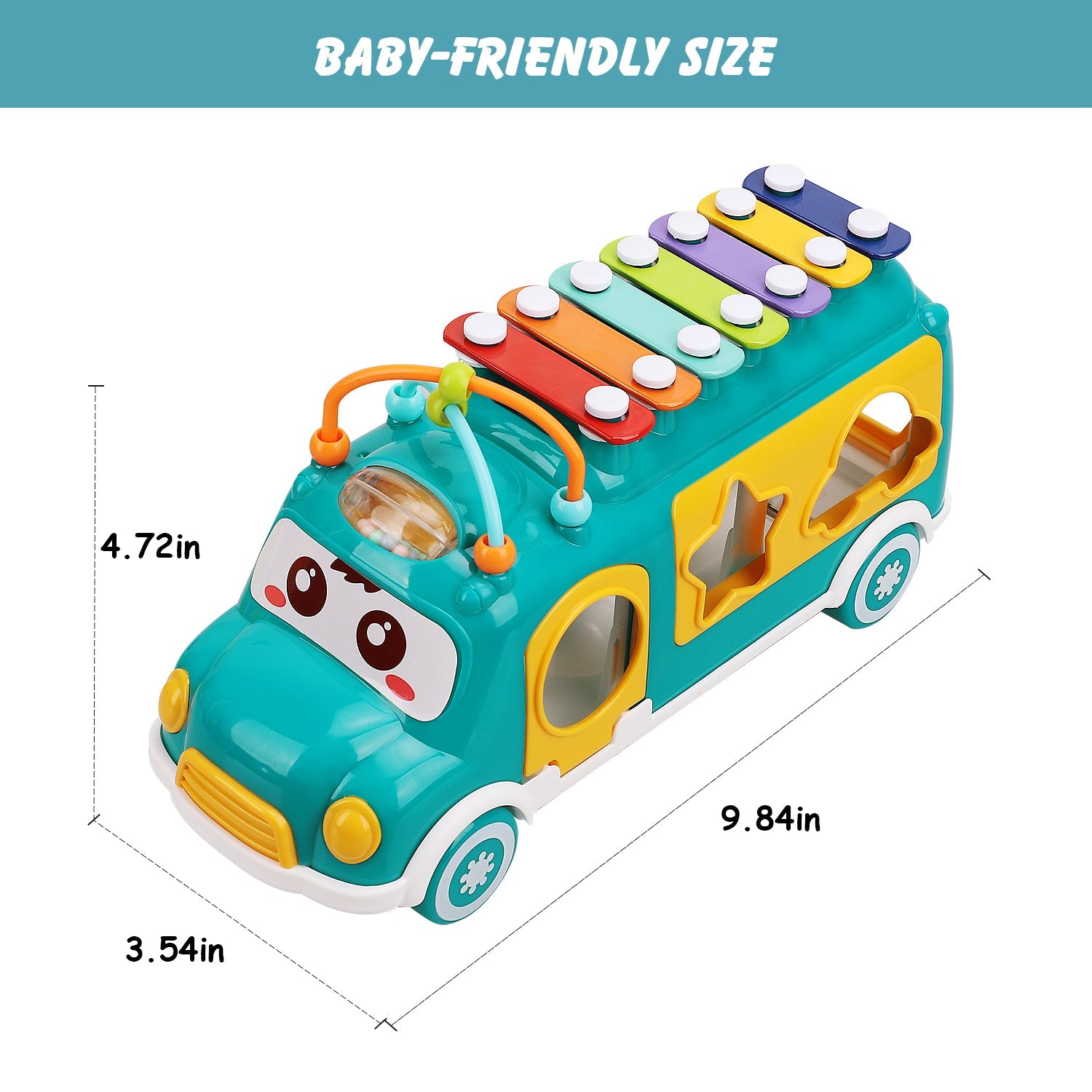 Fidtoy Musical Shape Sorter Bus for Toddlers 12 Months+