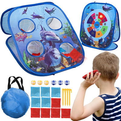 Juego Fidtoy Ocean Bean Bag Toss 2 en 1, juego para niños al aire libre