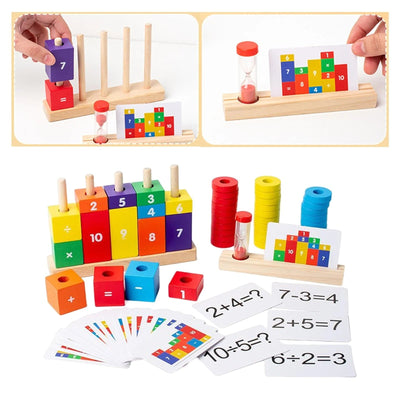 Fidtoy Wooden Math Learning Number Stacking Blocks Montessori Counting and Arithmetic Toy for Kids Ages 3+