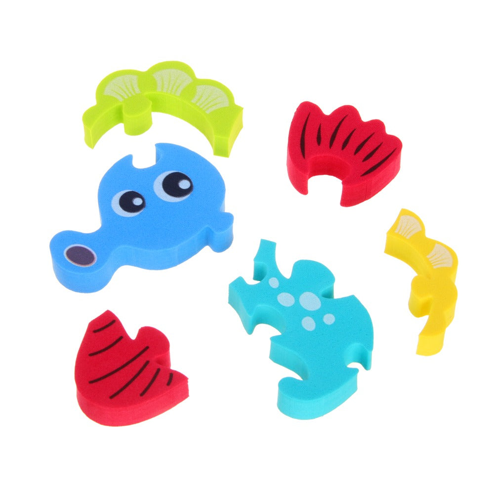 Fidtoy Ensemble de puzzles en mousse souple d'animaux pour le bain pour tout-petits – 4 types de jouets d'apprentissage assortis en forme d'EVA pour le jeu aquatique