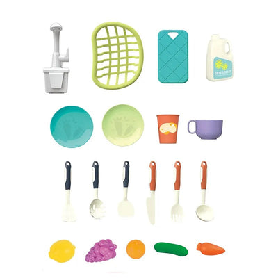Fidtoy Kitchen Tools Wash Basin Pretend Play Sink Set with Running Water for Kids Role Play