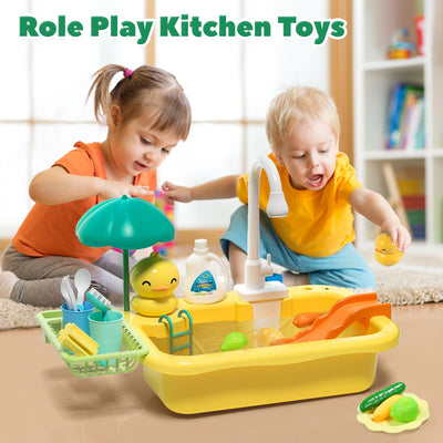 Fidtoy Kids Running Water Sink Toy Kitchen Playset