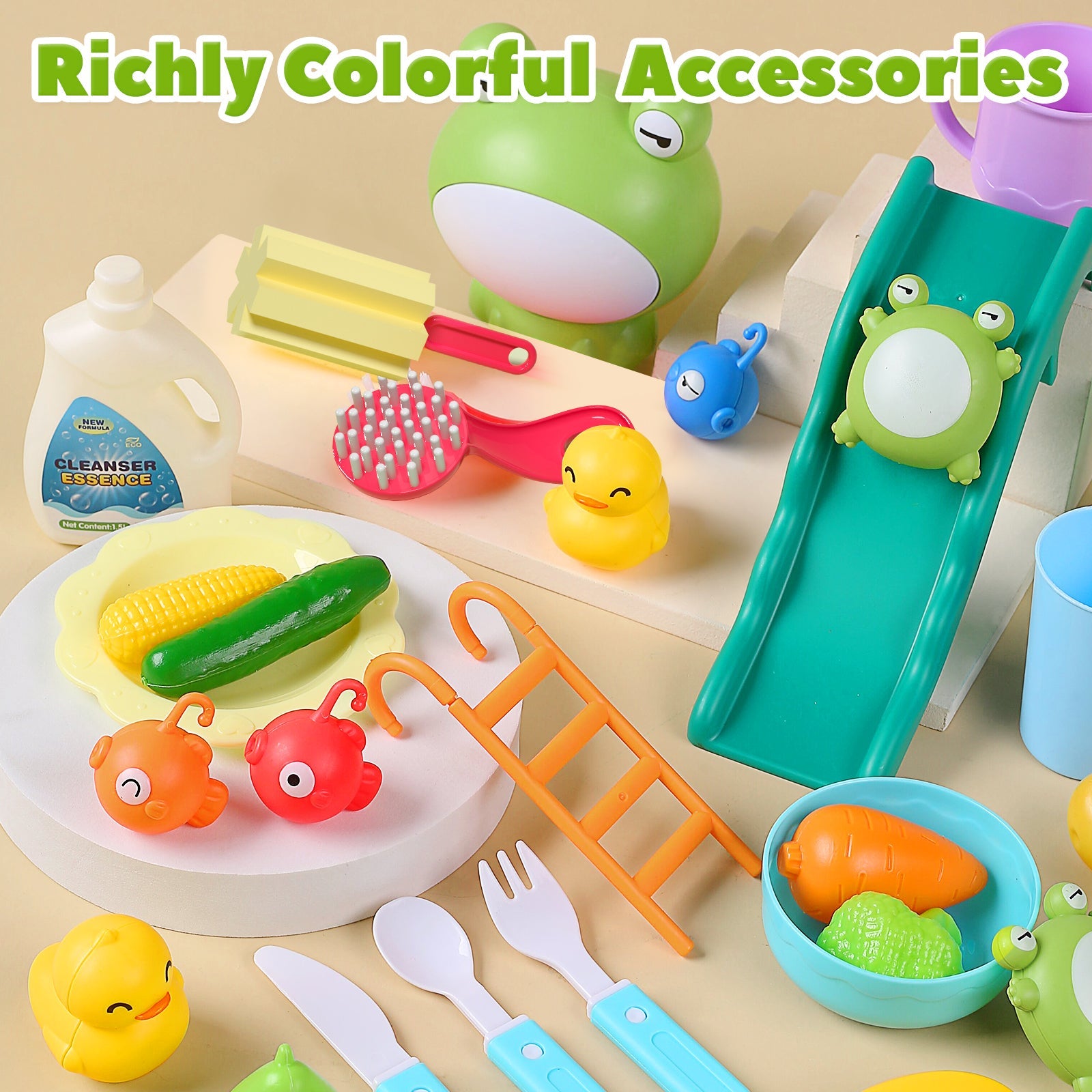 Fidtoy Kitchen Sink Playset with Running Water for Kids 3+