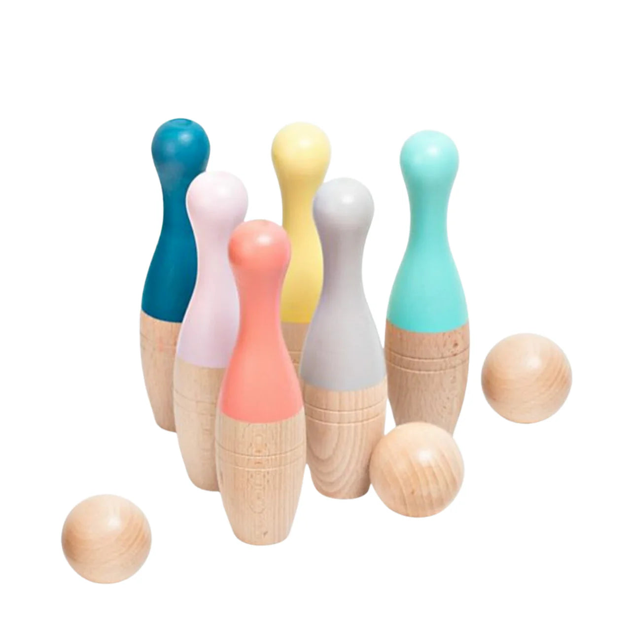 Set de bolos de madera para niños