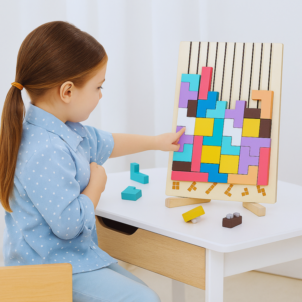 Fidtoy Juguete de rompecabezas apilable de madera