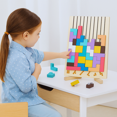 Fidtoy Juguete de rompecabezas apilable de madera