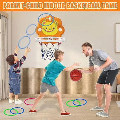 Fidtoy Children Fun Lion Basketball Playset – Adjustable Wall Mounted Basketball Hoop Toy for Kids Indoor Outdoor Sports Play