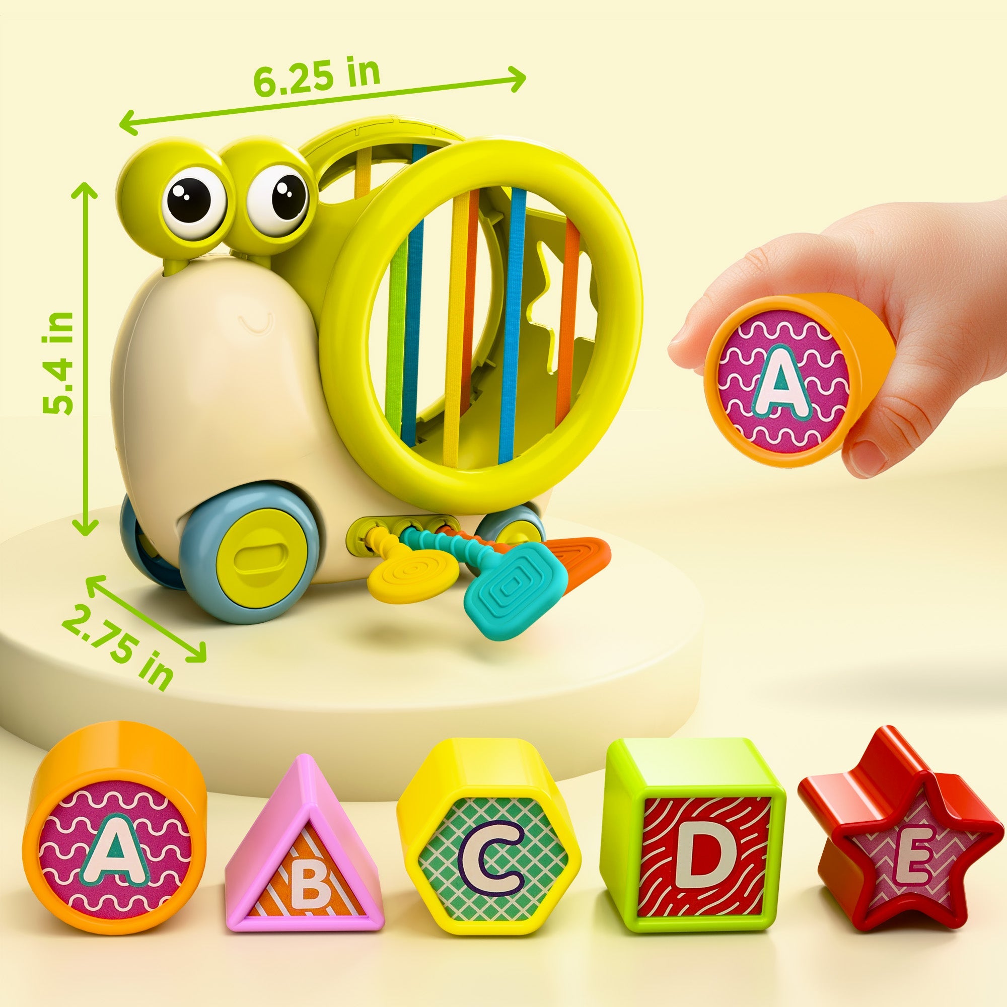 Fidtoy Snail Shape Sorter Push Toy for Babies and Toddlers