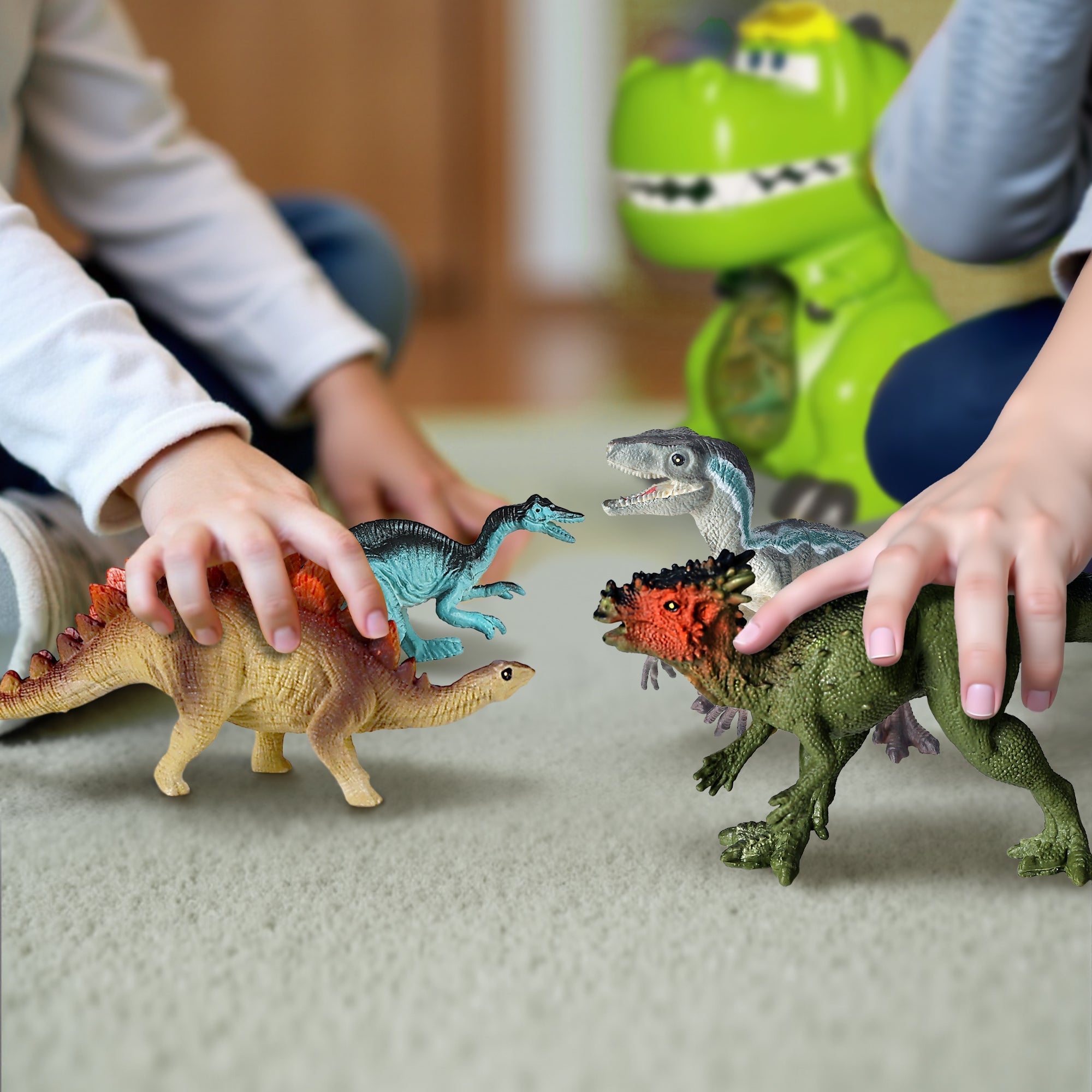Juego de juguetes de dinosaurios grandes Fidtoy con caja de almacenamiento T-Rex