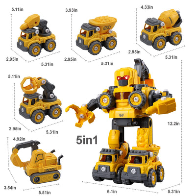 Fidtoy Take Apart Robot Construction Truck Toy for Kids 3+