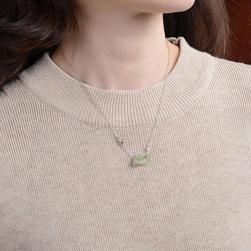 Buddha Stones 925 Sterling Silver Round Jade Luck Prosperity Necklace Chain Pendant Necklaces & Pendants BS 8