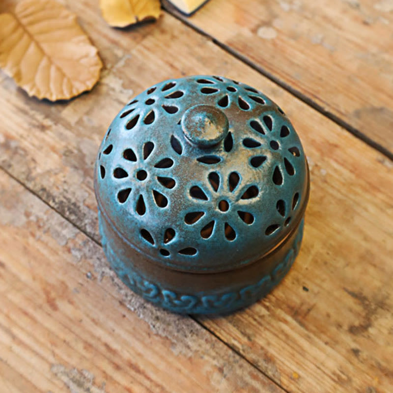 Buddha Stones Mini Hollow Spiritual Meditation Ceramic Small Incense Burner Decoration Incense Burner BS 2
