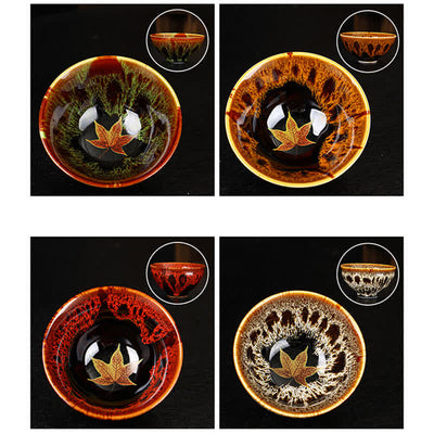 Buddha Stones Maple Leaf Colorful Ceramic Teacup Home Tea Cups Cup BS 29
