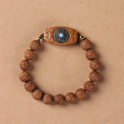 Buddha Stones Green Sandalwood Ebony Wood Sandalwood Om Mani Padme Hum Soothing Bracelet Bracelet BS Sandalwood(Protection♥Calm)