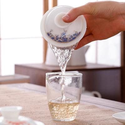 Buddha Stones White Porcelain Mountain Landscape Countryside Ceramic Gaiwan Teacup Kung Fu Tea Cup And Saucer With Lid Cup BS 7