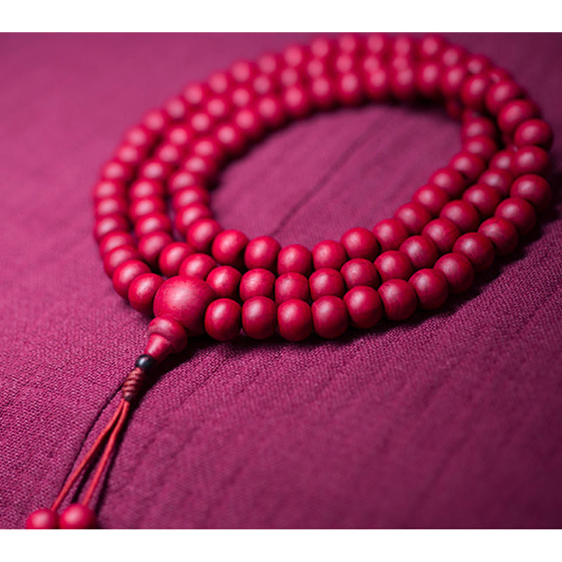 Buddha Stones 108 Mala Beads Natural Abelia Biflora Wood Protection Bracelet Mala Bracelet BS 7