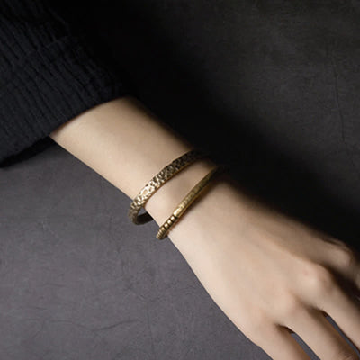 Buddha Stones Lava Rock Stone Copper Balance Cuff Bracelet Bangle - image 15