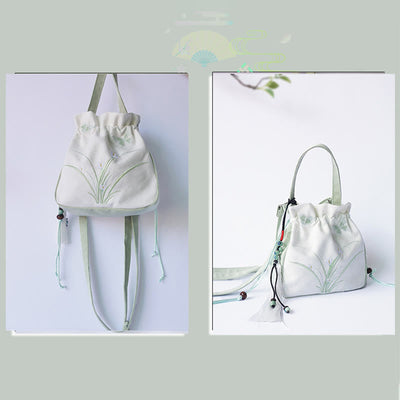 Buddha Stones Handmade Embroidered Flowers Canvas Tote Shoulder Bag Handbag Bag BS 6