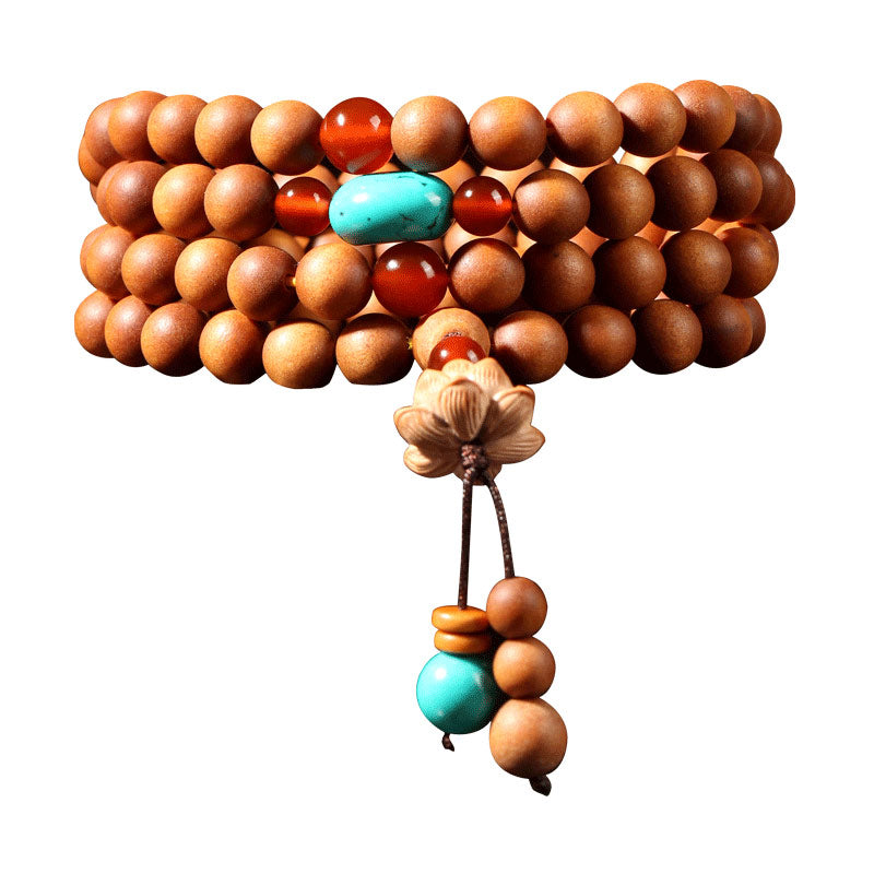 Buddha Stones Tibetan Sandalwood Lotus Enlightenment Charm Mala Bracelet Mala Bracelet BS 6