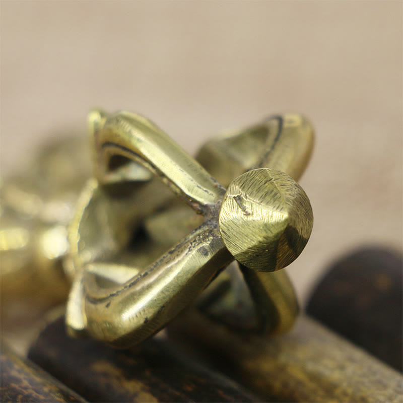 Buddha Stones Handcrafted Nepal Small Five Prong Vajra Dorje Strength Copper Decoration Dorje BS 3