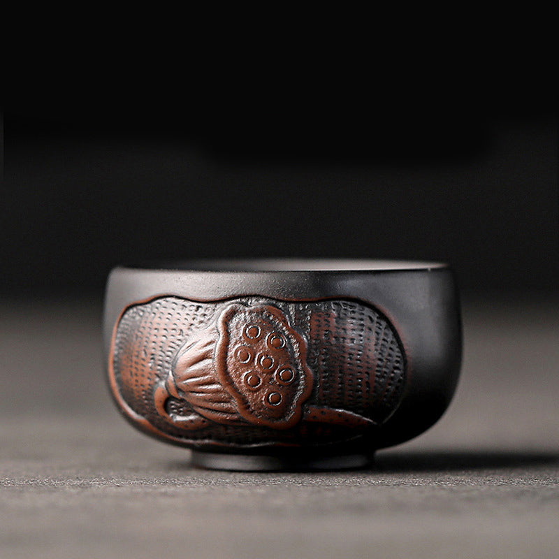 Buddha Stones Lotus Leaf Flower Landscape Dragon Bamboo Ceramic Teacup Kung Fu Tea Cup Bowl Cup BS Lotus Pod 6.5cm*3.5cm*60ml