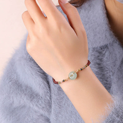 Buddha Stones Natural Garnet Peace Buckle Bead Calm Bracelet Bracelet BS 3