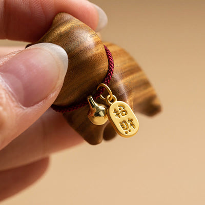 Buddha Stones Ebony Wood Green Sandalwood Lucky Cat Fu Character Lucky Fortune Bell Balance Car Hanging Decoration Car Hanging Decoration BS 13
