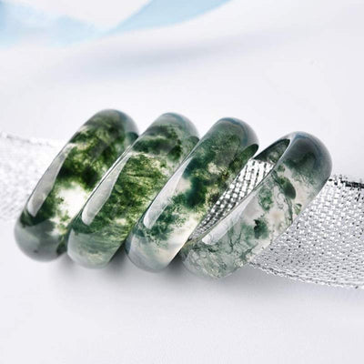 Foviel Moss Achat spirituell Balance Ring