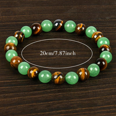 Foviel Green Aventurine & Tiger's Eye Alternating Bead Bracelet