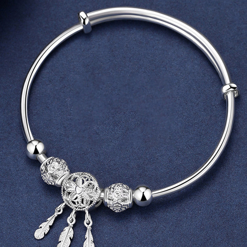 Buddha Stones Tibetan White Copper Blessing Dream Catcher Charm Bracelet Bracelet BS 1
