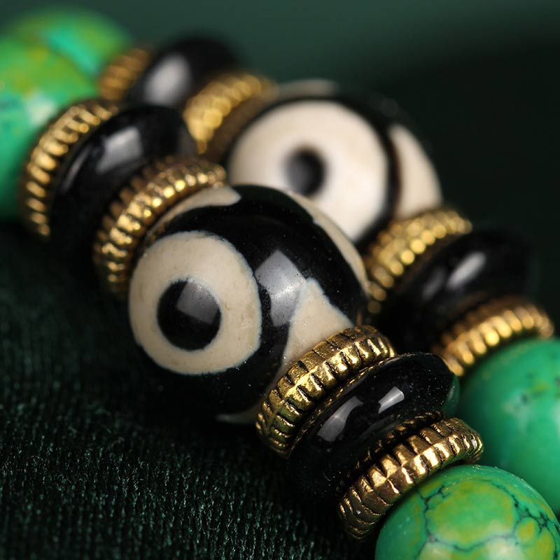 Collier bracelet Mala d'équilibre en turquoise tibétaine Foviel