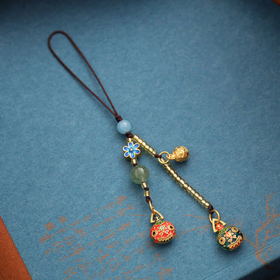 Buddha Stones Gold Swallowing Beast Family Luck Key Chain Key Chain BS 3