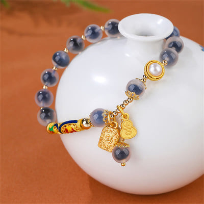 Buddha Stones Natural Blue Candy Agate Amulet Strength Bracelet Bracelet BS 1