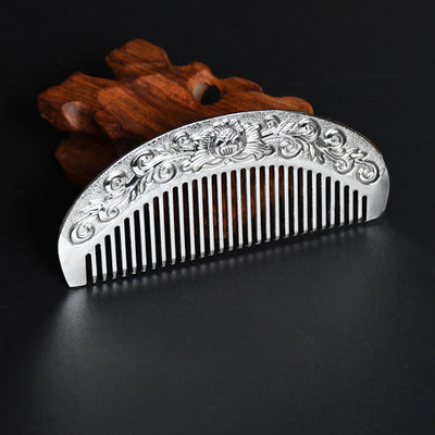 Buddha Stones Lucky Dragon Phoenix Protection Strength Comb Comb BS Peony