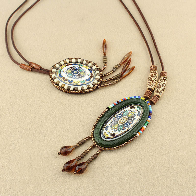 Buddha Stones Mandala Pattern Beads Creativity Necklace Pendant Necklaces & Pendants BS 10