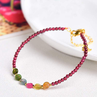 Buddha Stones Garnet Tourmaline Butterfly Protection Bracelet Anklet Bracelet Anklet BS 6