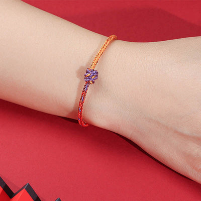 Buddha Stones Handcrafted Colorful Purple Gold Red Braid Rope Bracelet Bracelet BS 5