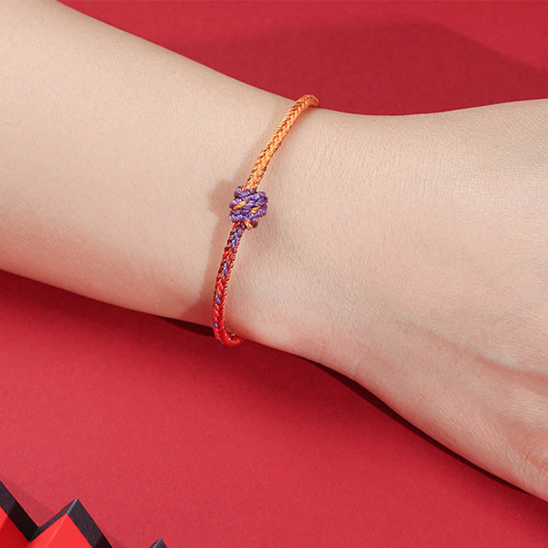 Buddha Stones Handcrafted Colorful Purple Gold Red Braid Rope Bracelet Bracelet BS 5